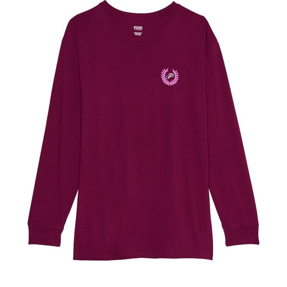 PINK Victoria's Secret Tops - PINK VICTORIA’S SECRET OVERSIZED LONG-SLEEVE CAMPUS TEE M